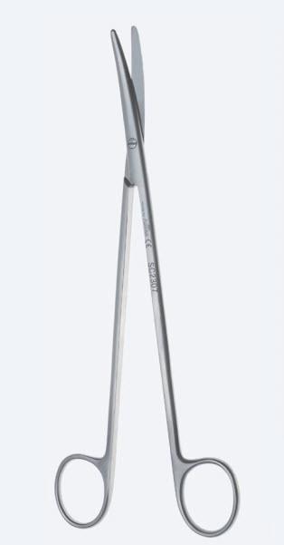 Ножиці, хірургічні, "Metzenbaum", дисекційні, вигнуті, тупокінцеві, загальна довжина 145 мм. Бренд - Asanus Medizintechnik Gmb, Німеччина